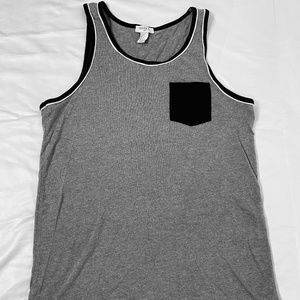 Men’s Tank Top | Grey With Black Pocket & Black Trim